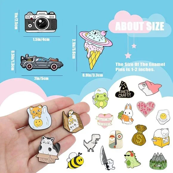 50Pcs Enamel Pins for Backpacks Cute Pins Bulk for Hats Jackets Lapel Pins Brooc
